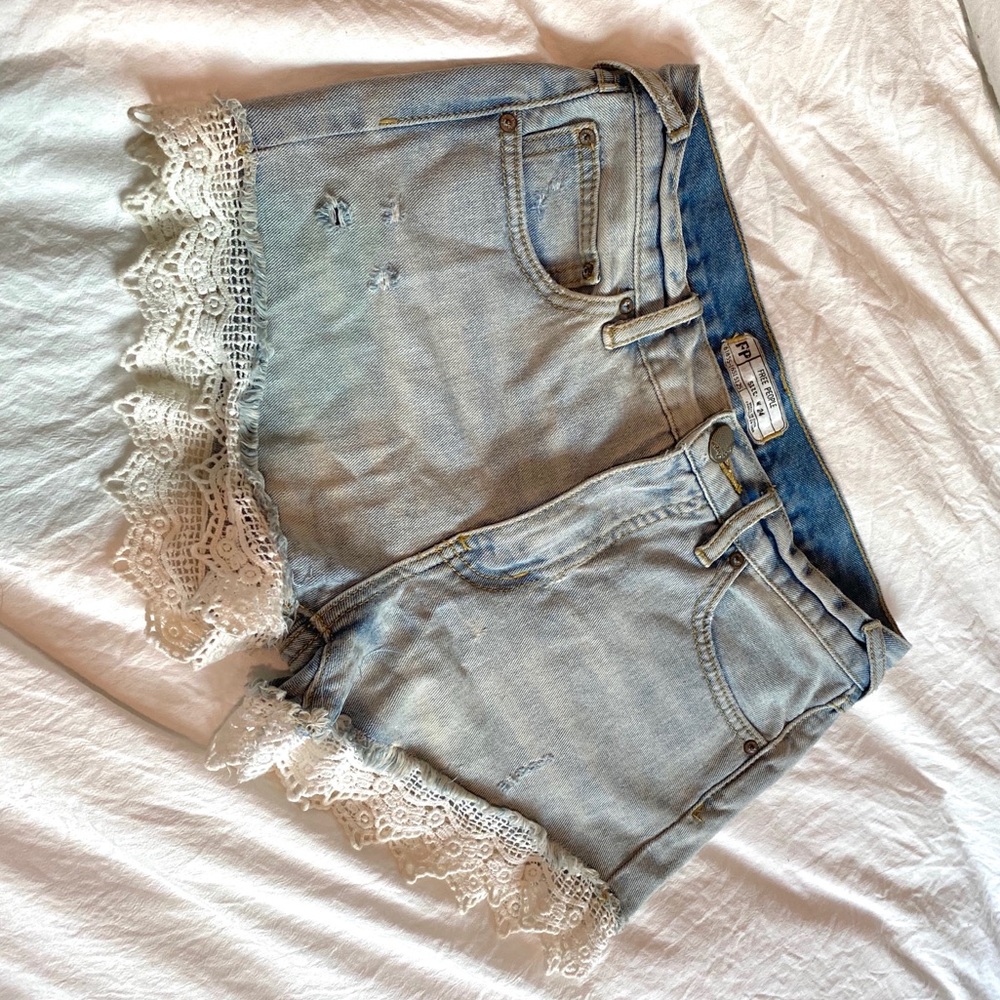 Free People Lace Jean Shorts